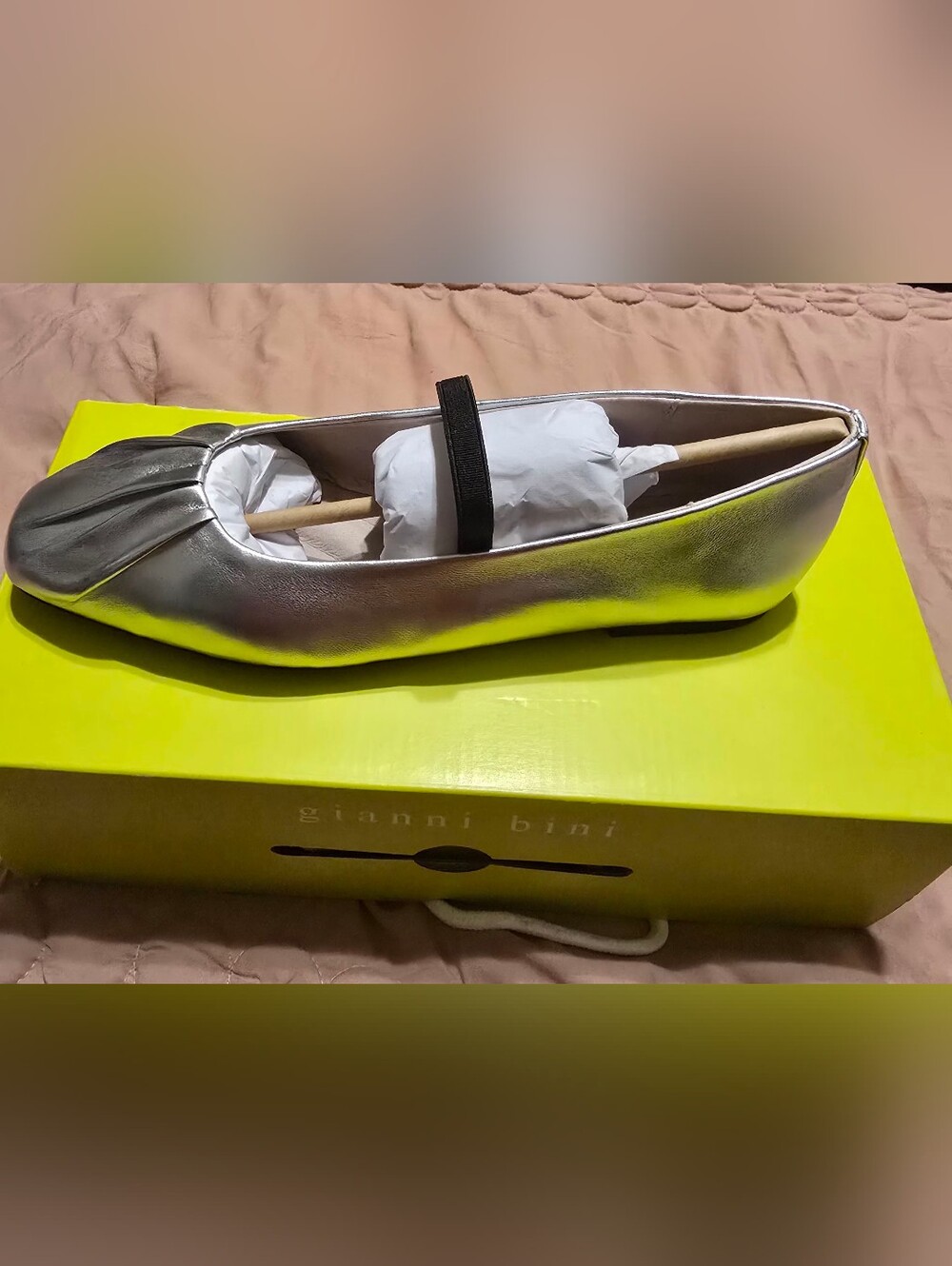 Gianni Bini JULIA Silver Metallic Mary Jane Flats SZ8